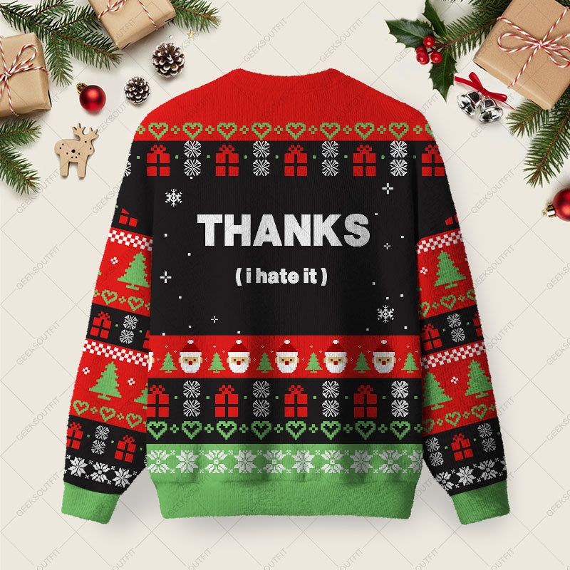 I Need Food Ugly Christmas Fuzzy Fleece Sweatshirt