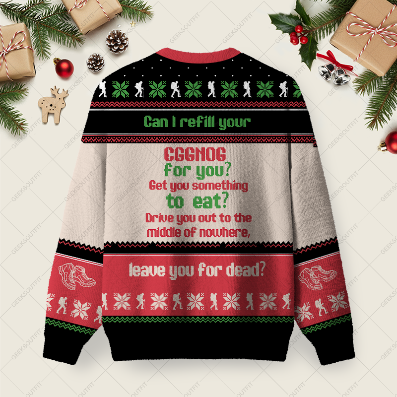 Can I Refill Your Eggnog For You Ugly Christmas Fuzzy Fleece Sweatshirt