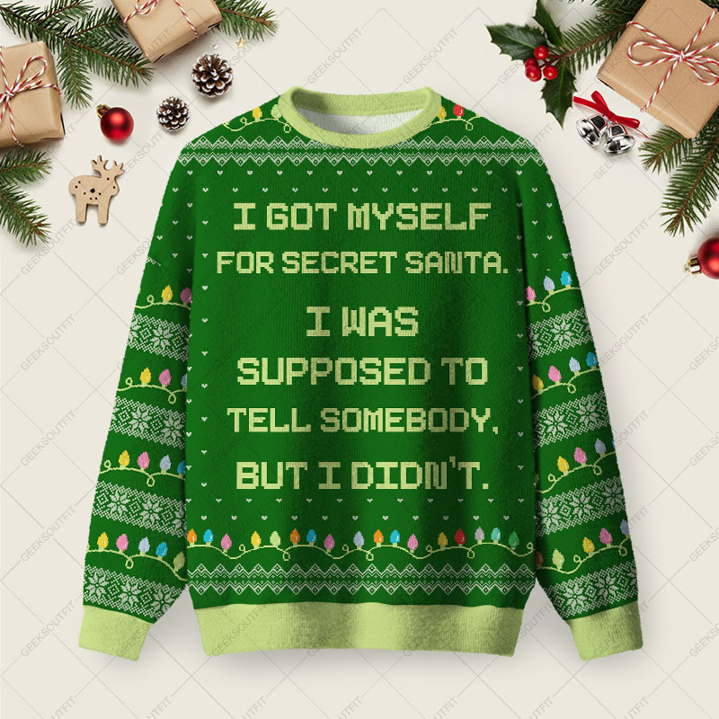 Geeksoutfit I Got Myself For Secret Santa Ugly Christmas Fuzzy Fleece Sweatshirt for Sale