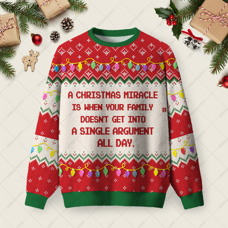 Christmas Miracle Ugly Christmas Fuzzy Fleece Sweatshirt