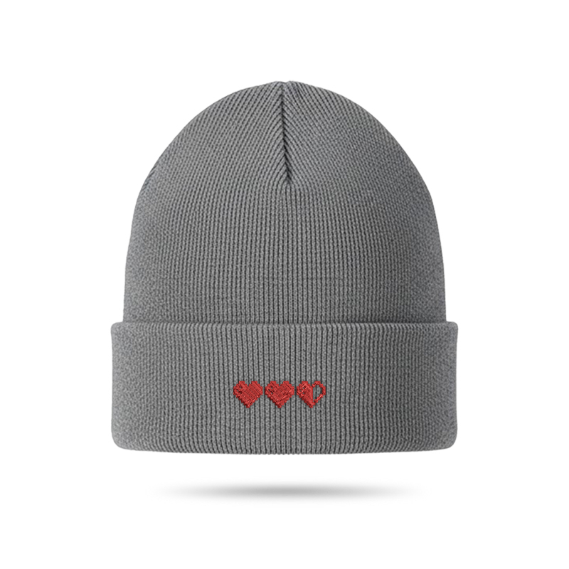 Pixel Hearts Geek Embroidered Beanie