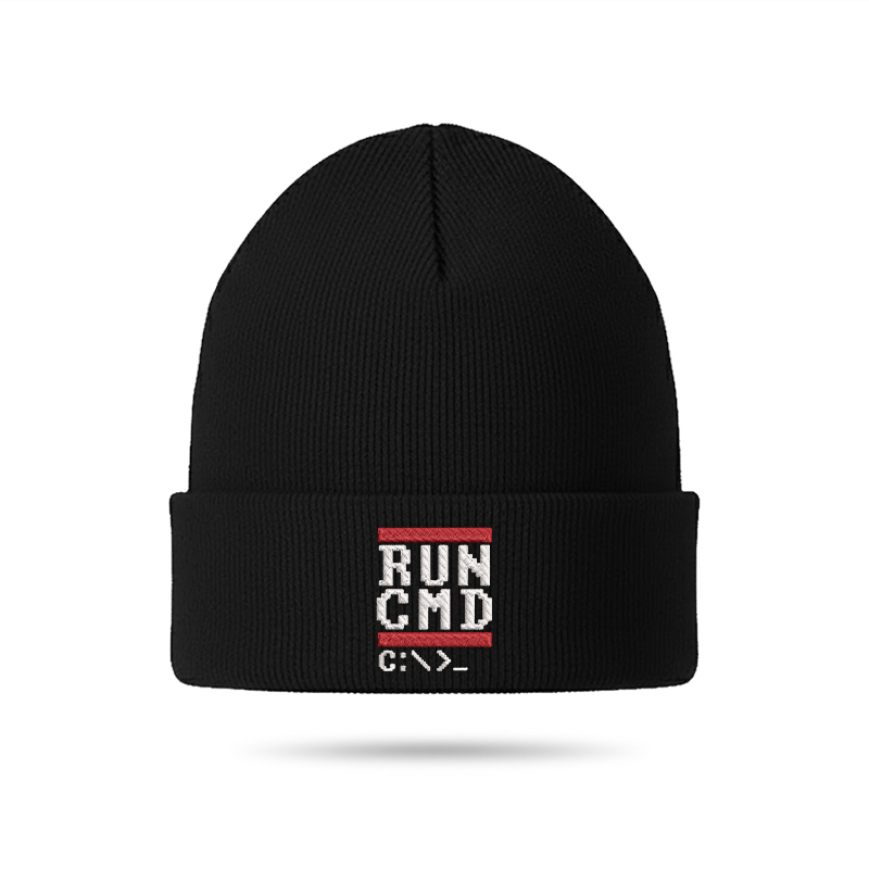 Run CMD Geek Embroidered Beanie