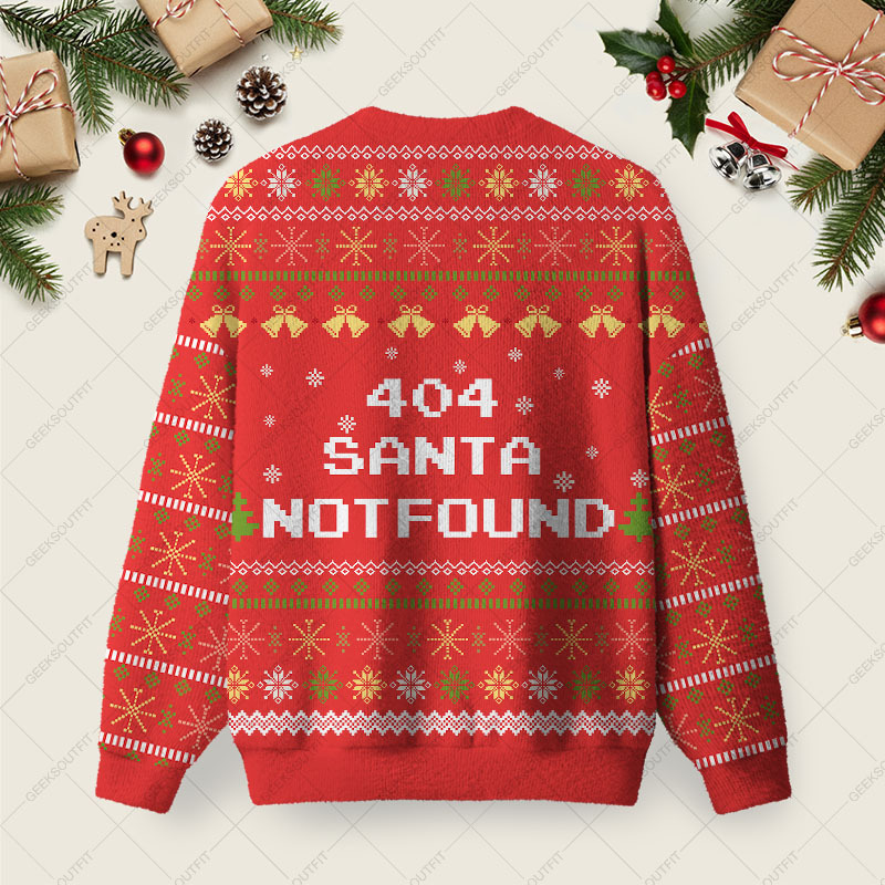404 Santa Not Found Ugly Christmas Fuzzy Fleece Sweatshirt