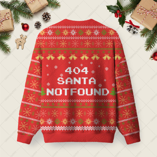 404 Santa Not Found Ugly Christmas Fuzzy Fleece Sweatshirt