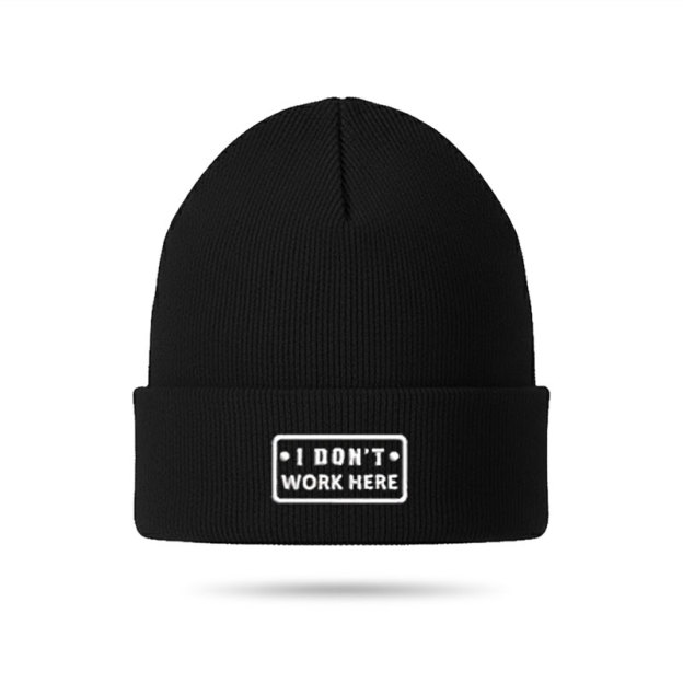I Don't Work Here Geek Embroidered Beanie