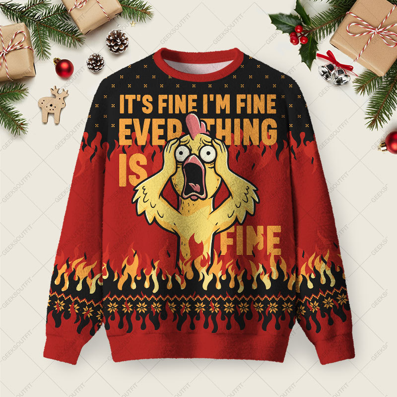 Geeksoutfit Merry Glitchmas Ugly Christmas Fuzzy Fleece Sweatshirt for Sale