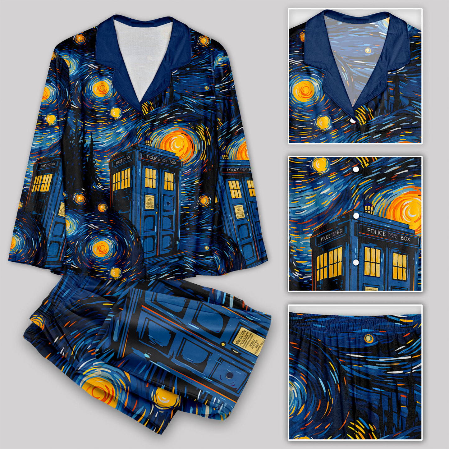 Starry Night Phone Booth Pajama Sets