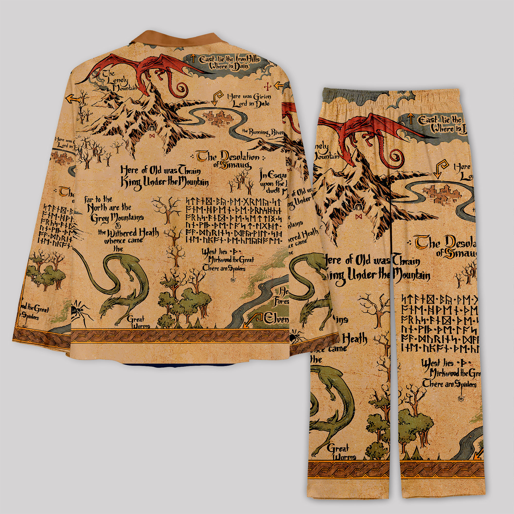 Medieval Science Fiction Map Pajama Sets