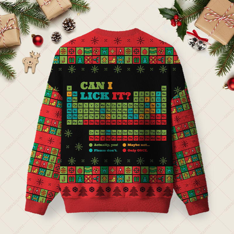 Periodic Christmas Lick Ugly Christmas Fuzzy Fleece Sweatshirt