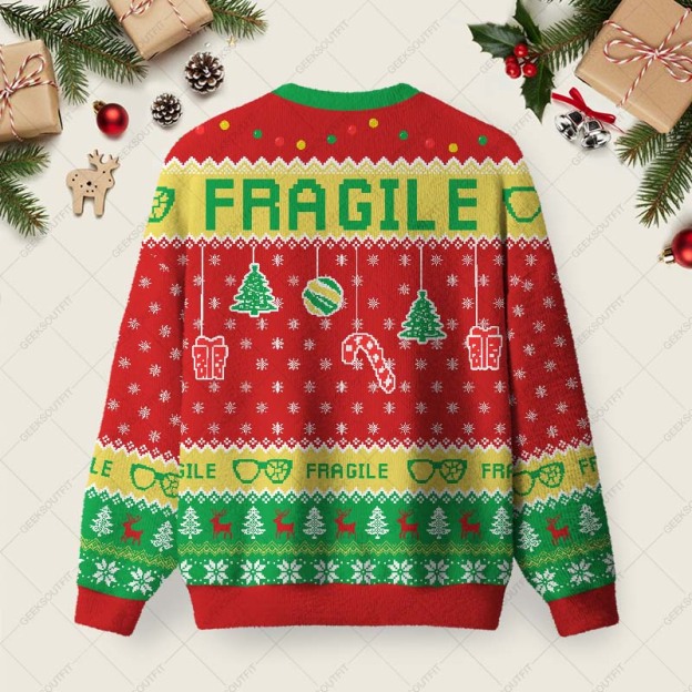 Fragile Holiday Cheer Ugly Christmas Fuzzy Fleece Sweatshirt