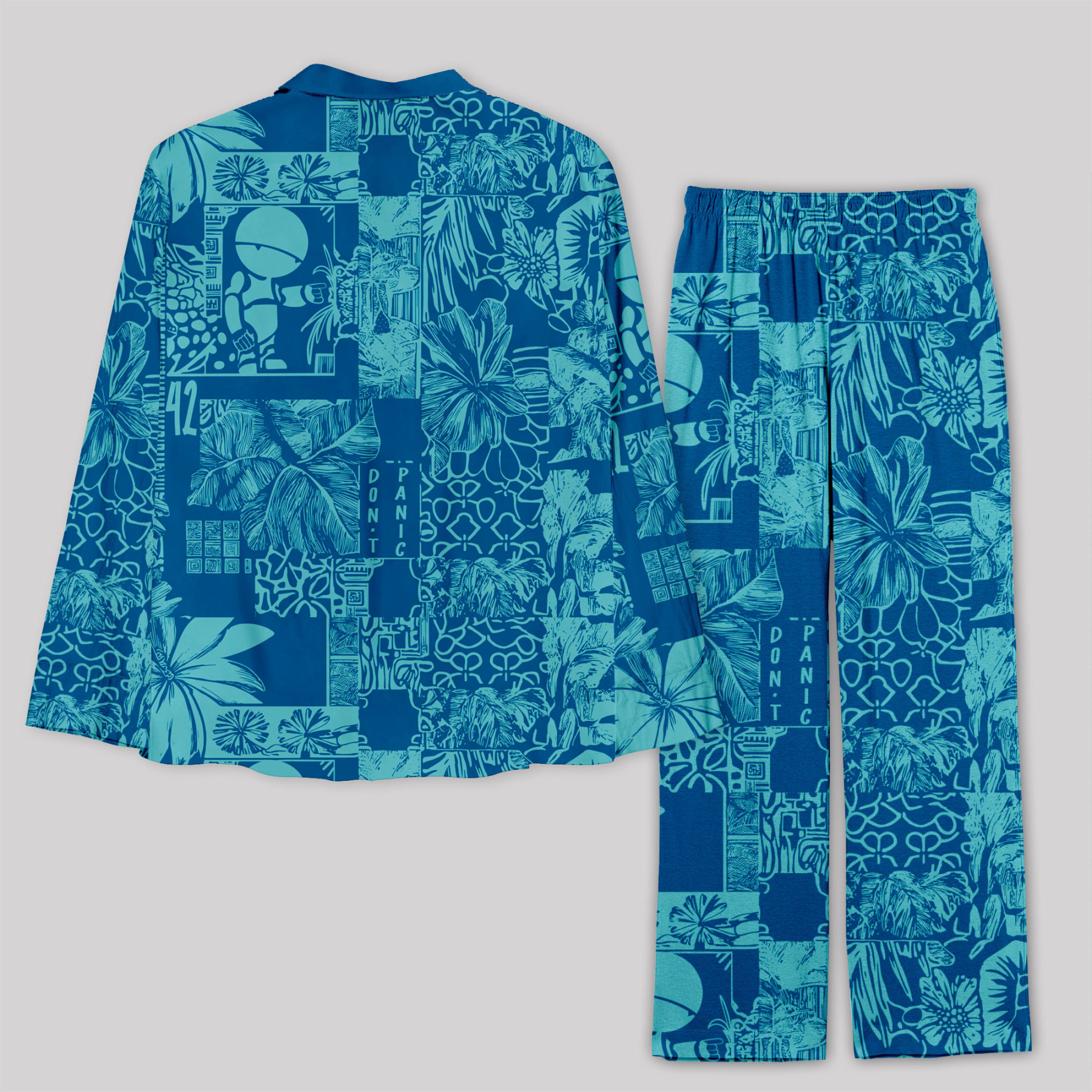 Don't Panic Blue Pajama Sets