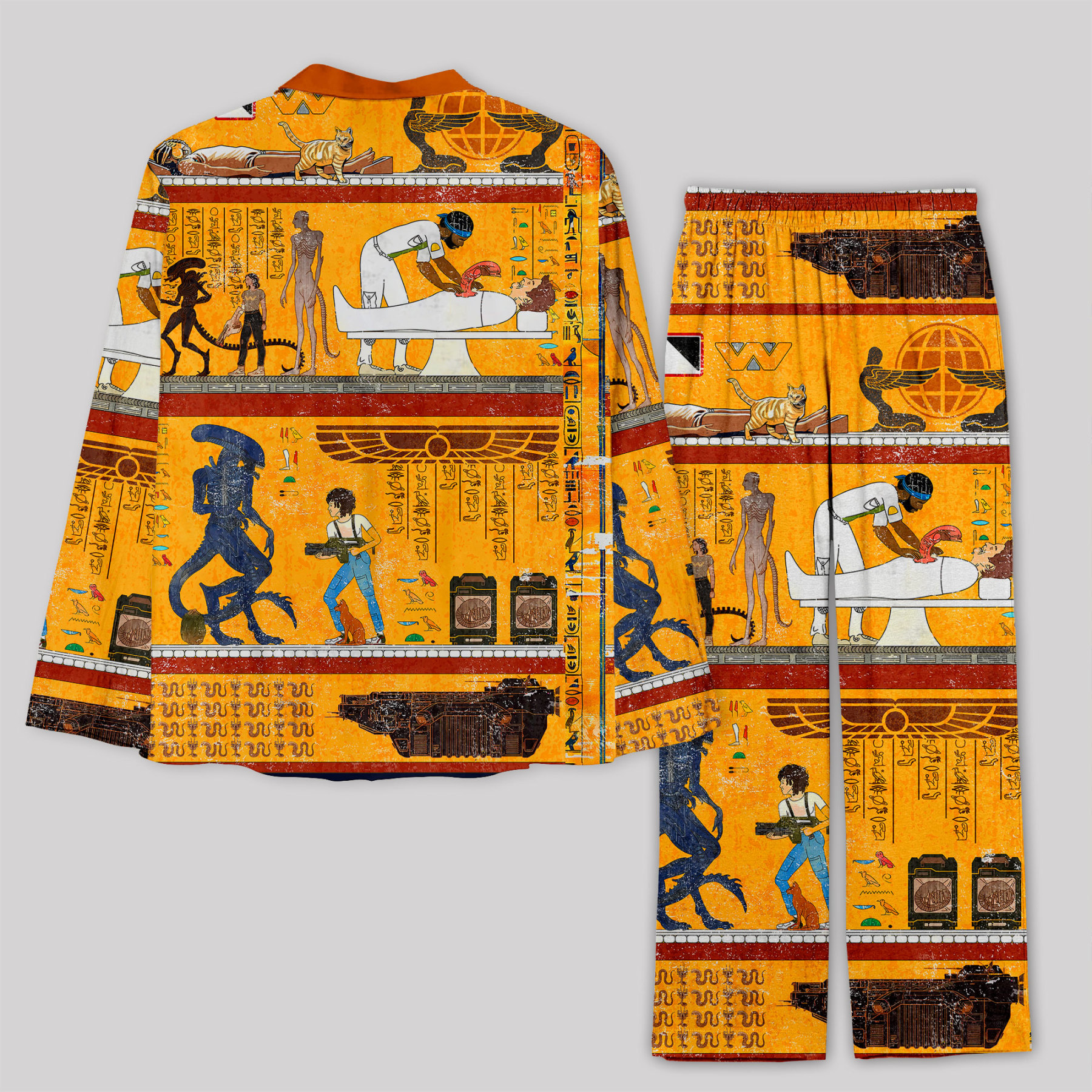 Alien Ancient Egyptian Murals Pajama Sets