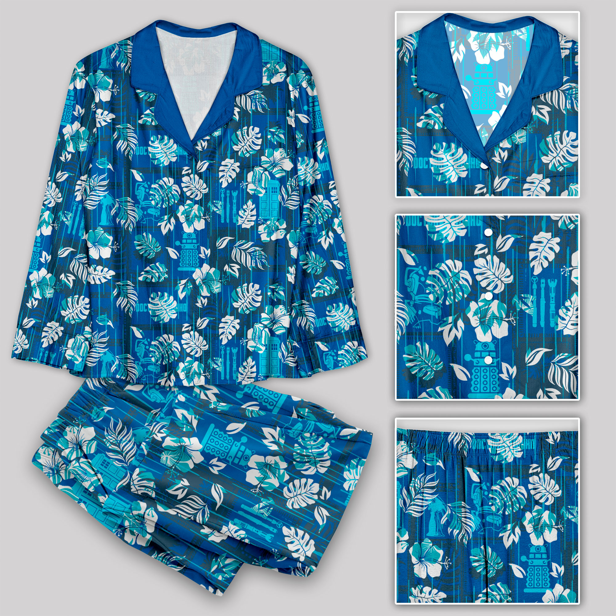 Doctor Who Hawaiian Leaves Pajama Sets