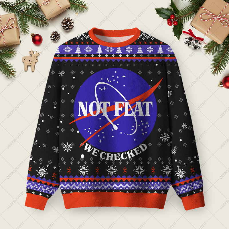 Not Flat Ugly Christmas Fuzzy Fleece Sweatshirt