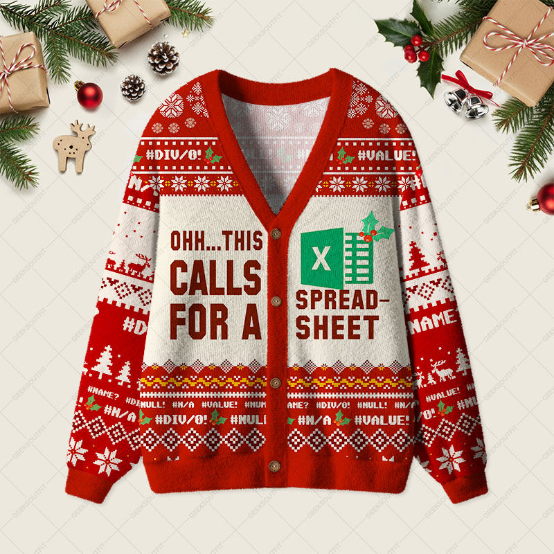 Ohh This Calls for a Spreadsheet Red Geek Ugly Cardigan Sweaters 