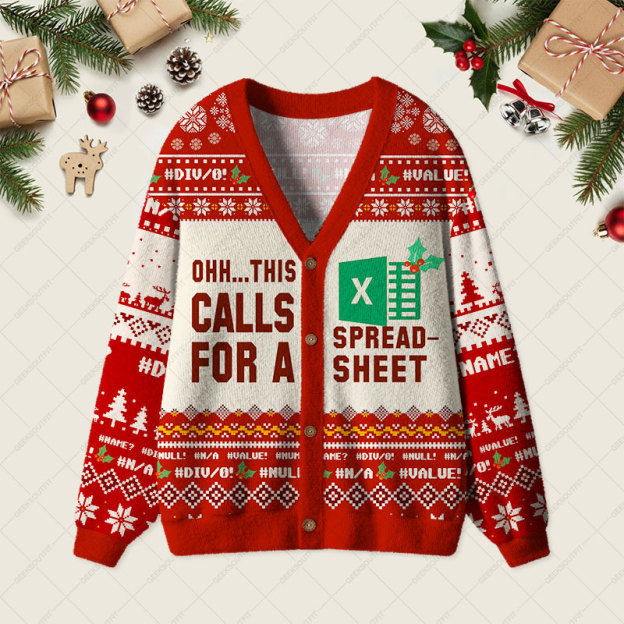 Ohh This Calls for a Spreadsheet Red Geek Ugly Cardigan Sweaters 