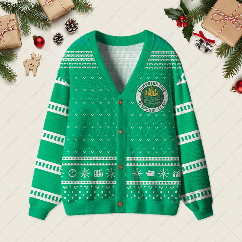 Dumpster Fire Response Team Geek Ugly Cardigan Sweaters 