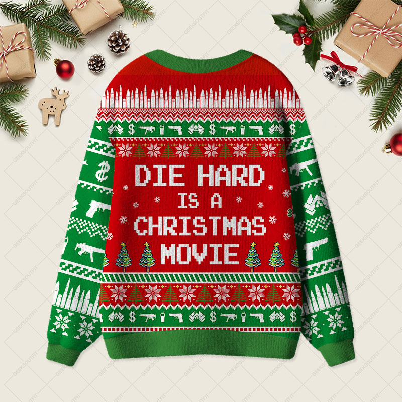 Die Hard is a Christmas Movie Geek Ugly Cardigan Sweaters 