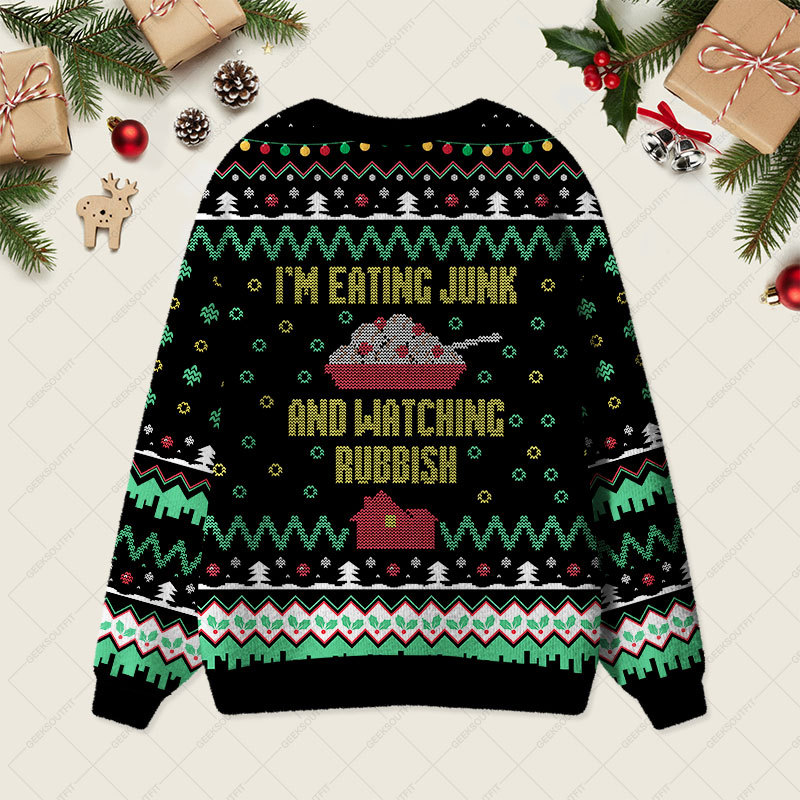 I'm Eating Junk and Watching Rubbish Geek Ugly Cardigan Sweaters 