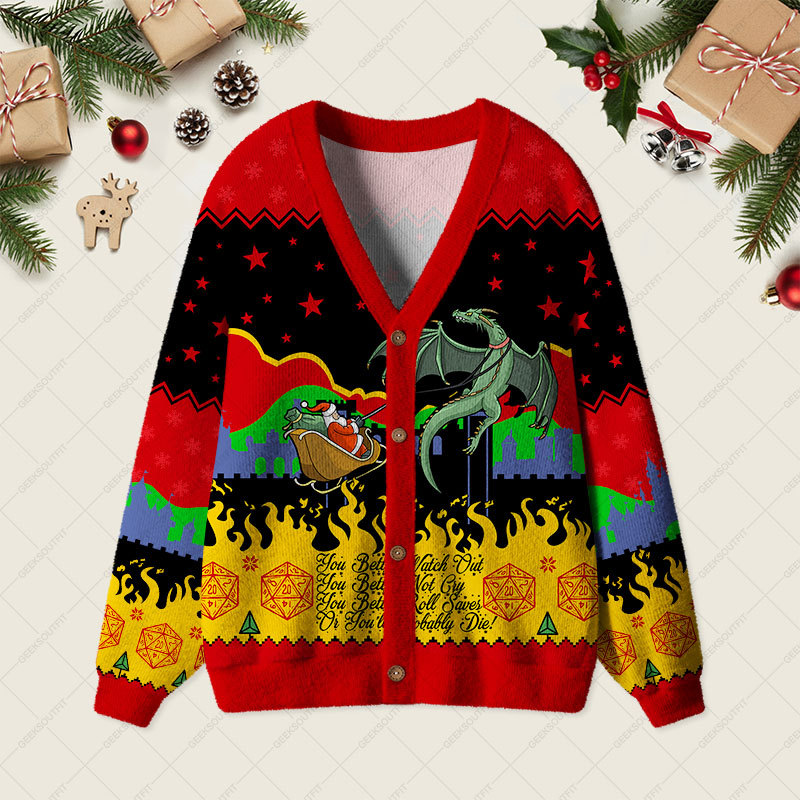 Geeksoutfit Christmas D20 Lover Geek Ugly Cardigan Sweaters for Sale