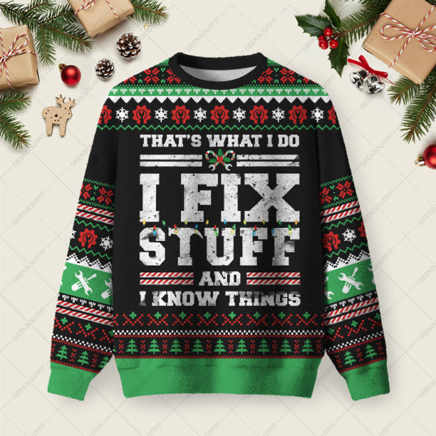 I Fix Stuff Christmas Fuzzy Fleece Sweatshirt