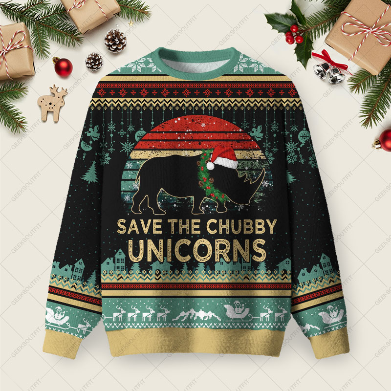 Save The Chubby Unicorns Christmas Fuzzy Fleece Sweatshirt