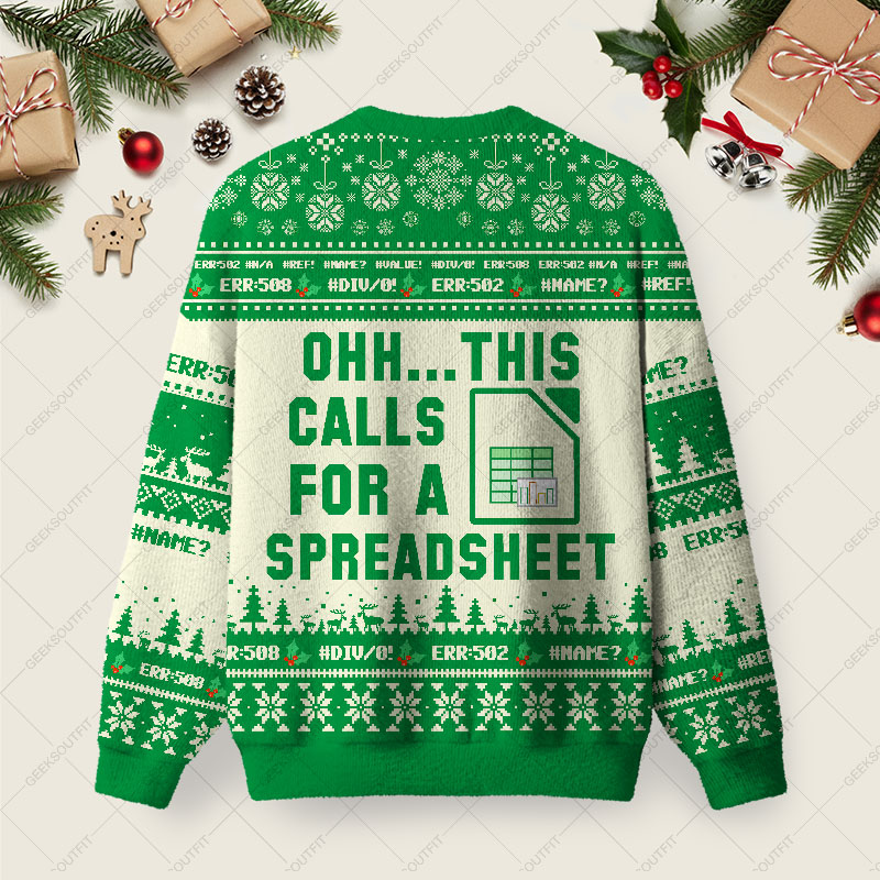 OHH...THIS  CALLS FOR A SPREADSHEET Ugly Christmas Fuzzy Fleece Sweatshirt