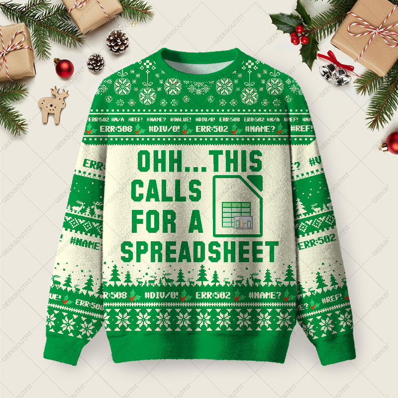 OHH...THIS  CALLS FOR A SPREADSHEET Ugly Christmas Fuzzy Fleece Sweatshirt