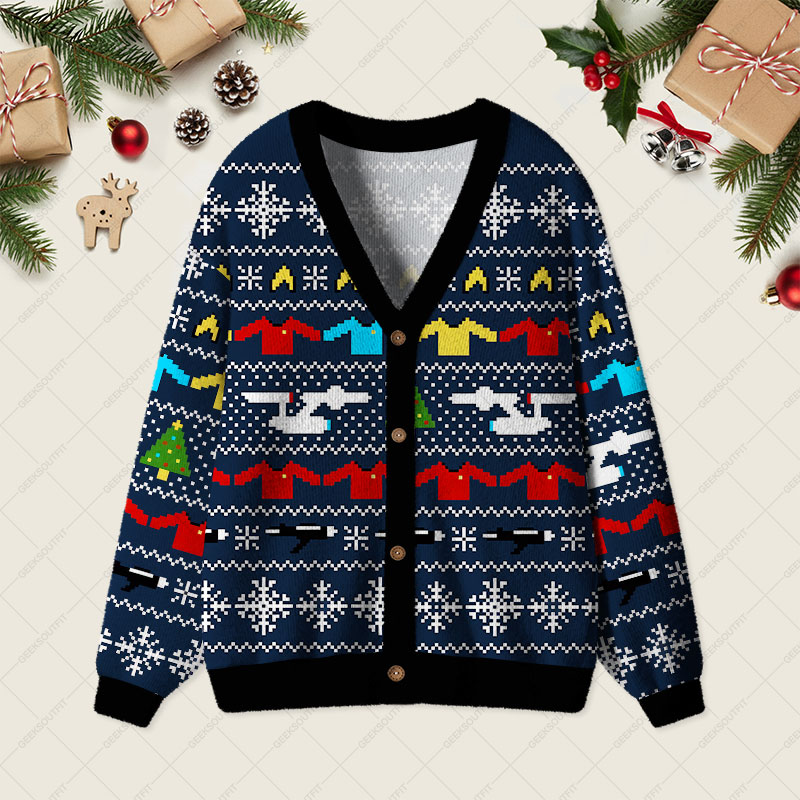 Merry Trekmas Geek Ugly Cardigan Sweaters 