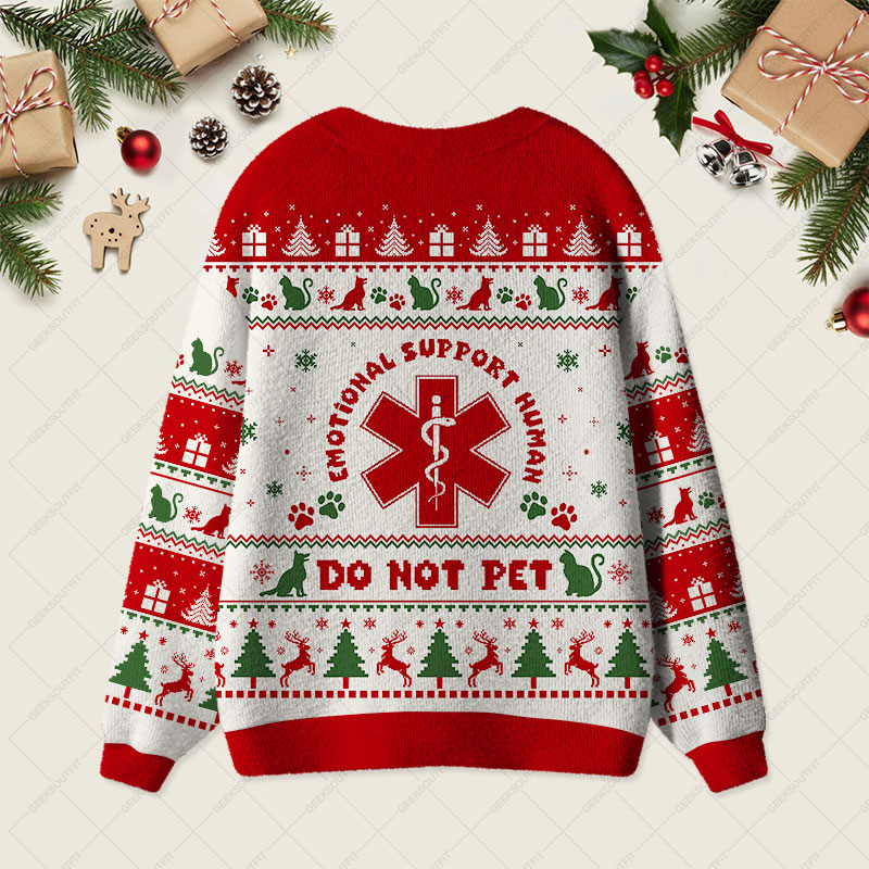 EMOTIONAL SUPPORT HUMAN Geek Ugly Cardigan Sweaters 