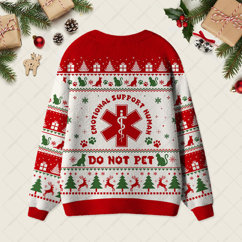 EMOTIONAL SUPPORT HUMAN Geek Ugly Cardigan Sweaters 