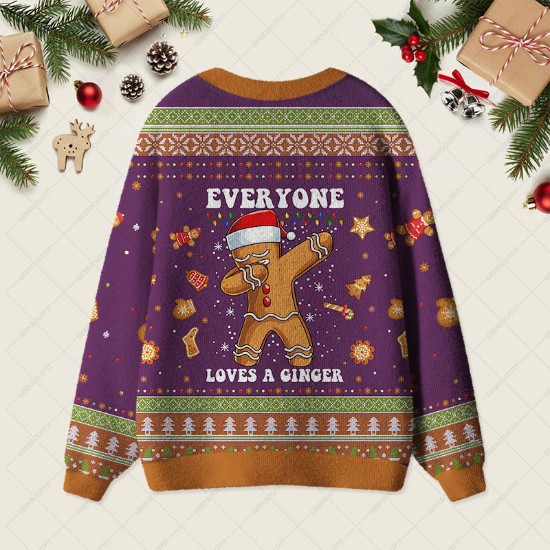Geeksoutfit Gingerbread Dabbing Dance Christmas Purple Geek Ugly Cardigan Sweaters for Sale