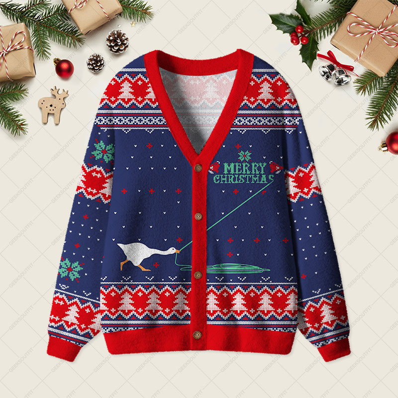Merry Honked Christmas Funny Honk Goose Geek Ugly Cardigan Sweaters 