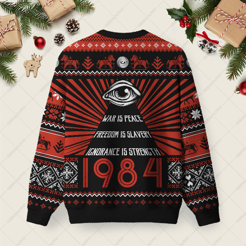 War Is Peace Ugly Christmas Fuzzy Fleece Sweatshirt