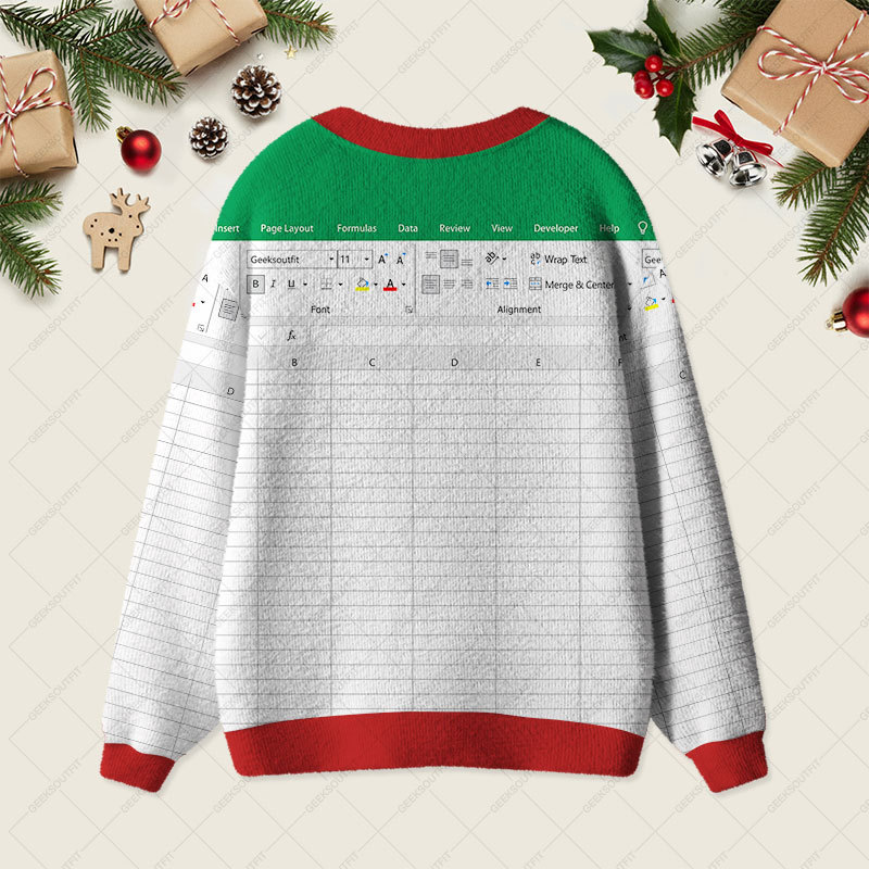 Excel Funny Red Geek Ugly Cardigan Sweaters 
