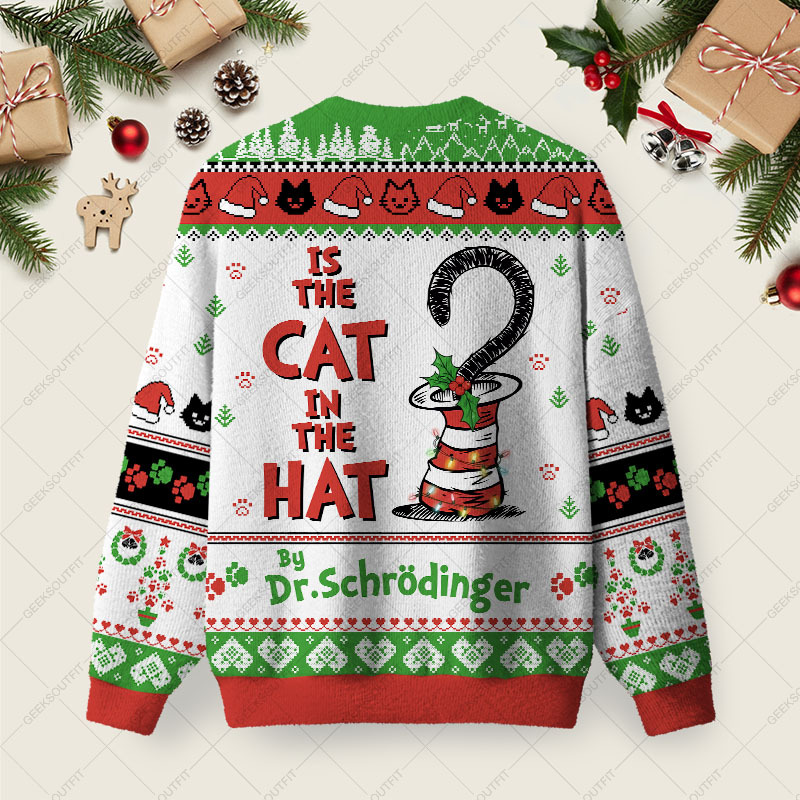 Is The Cat In The Hat Ugly Christmas Fuzzy Fleece Sweatshirt
