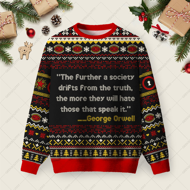 Geeksoutfit The Further A Society Ugly Christmas Fuzzy Fleece Sweatshirt for Sale