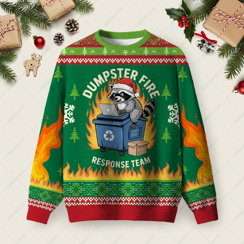 Geeksoutfit Trash Panda Holidays Ugly Christmas Fuzzy Fleece Sweatshirt for Sale