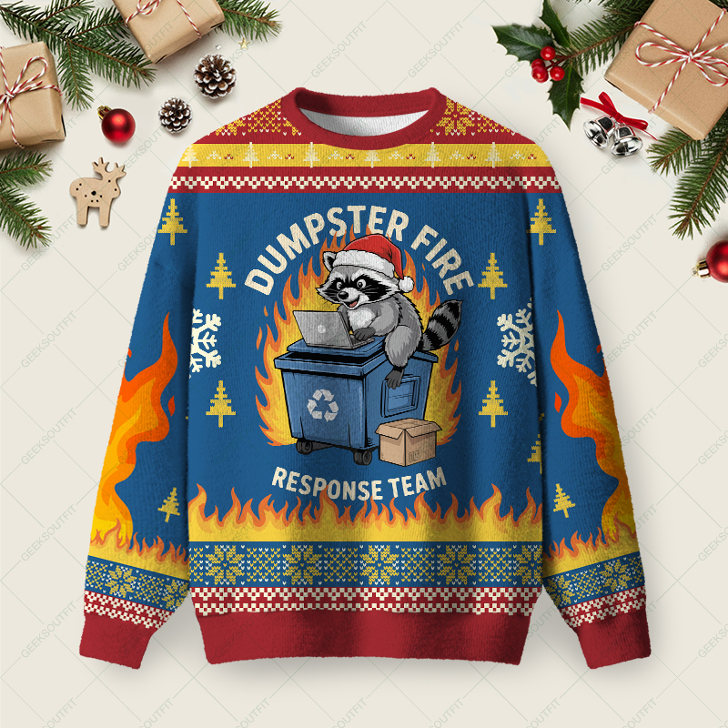 Geeksoutfit Trash Panda Holidays Ugly Christmas Fuzzy Fleece Sweatshirt for Sale