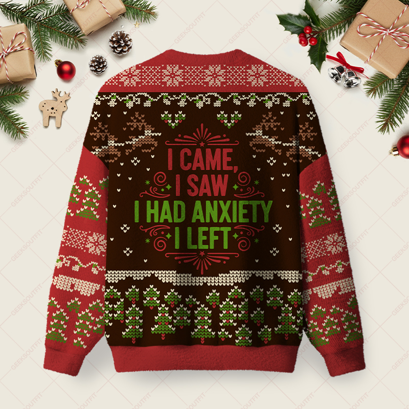 I Came I Saw Ugly Christmas Fuzzy Fleece Sweatshirt