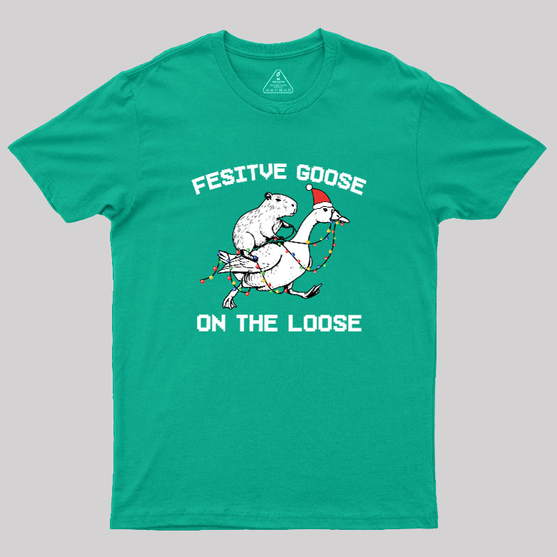 Festive Goose On The Loose Geek T-Shirt