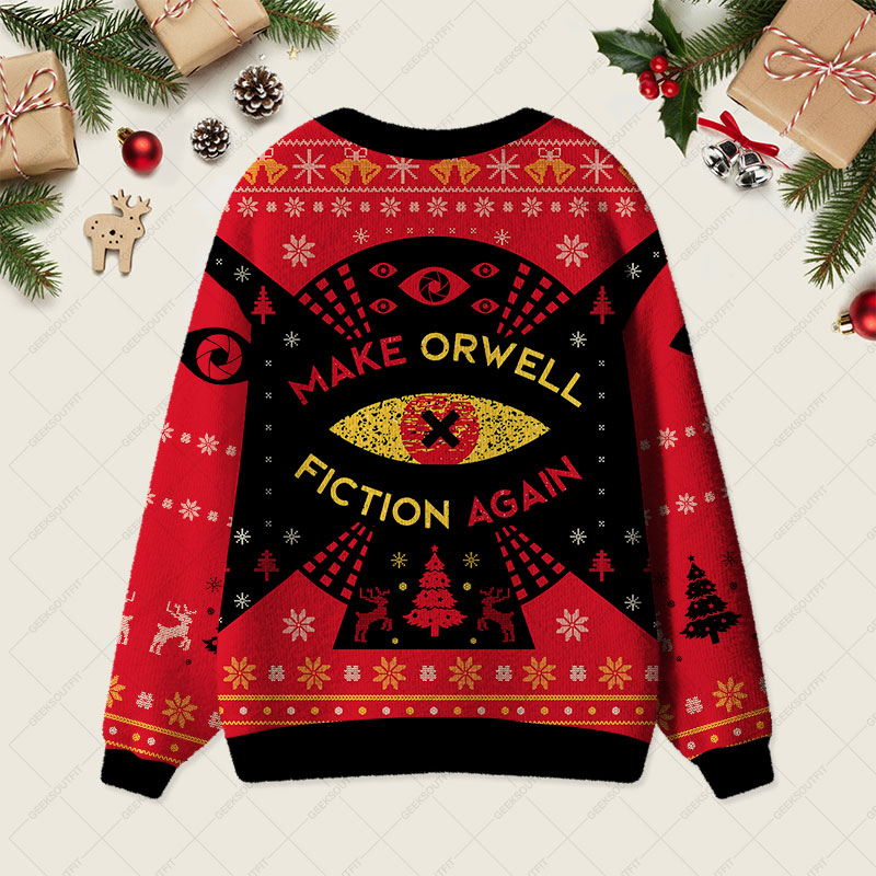 Make Orwell Fiction Again Geek Ugly Cardigan Sweaters 