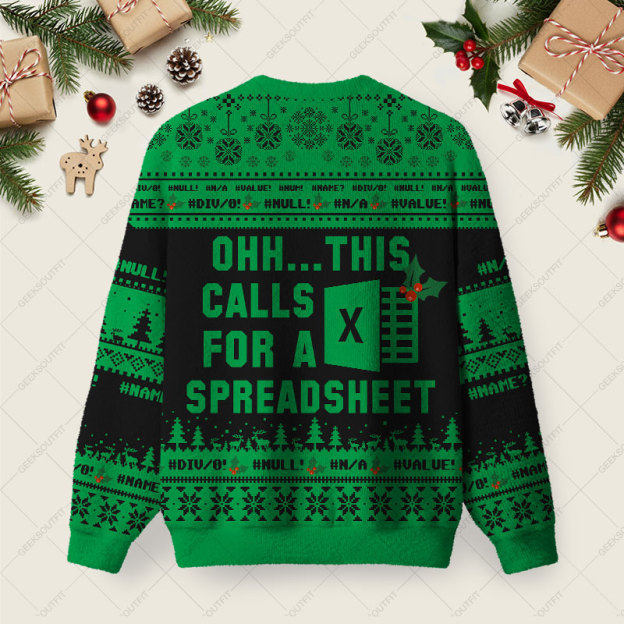 Ohh This Calls for a Spreadsheet Night Mode Ugly Christmas Fuzzy Fleece Sweatshirt