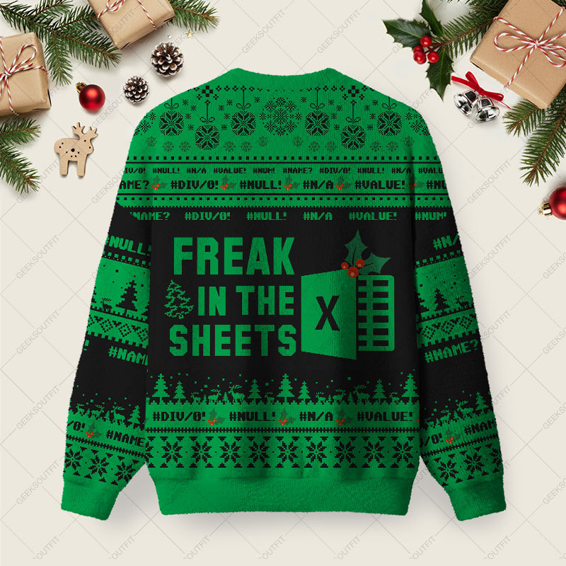 Freak in the Sheets Night Mode Ugly Christmas Fuzzy Fleece Sweatshirt