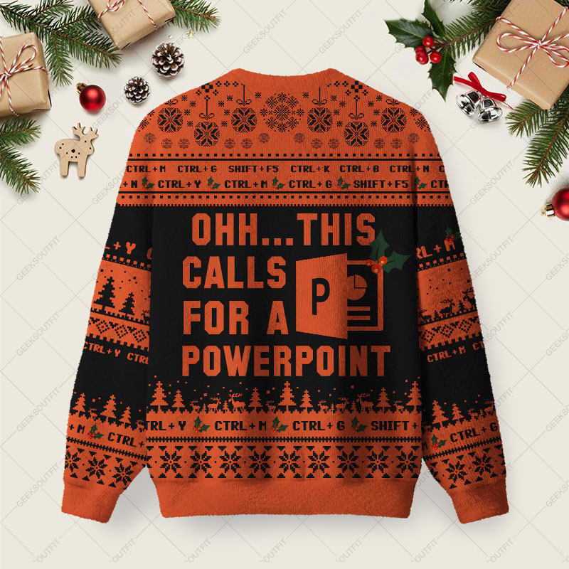 Ohh This Calls for a Powerpoint Night Mode Ugly Christmas Fuzzy Fleece Sweatshirt
