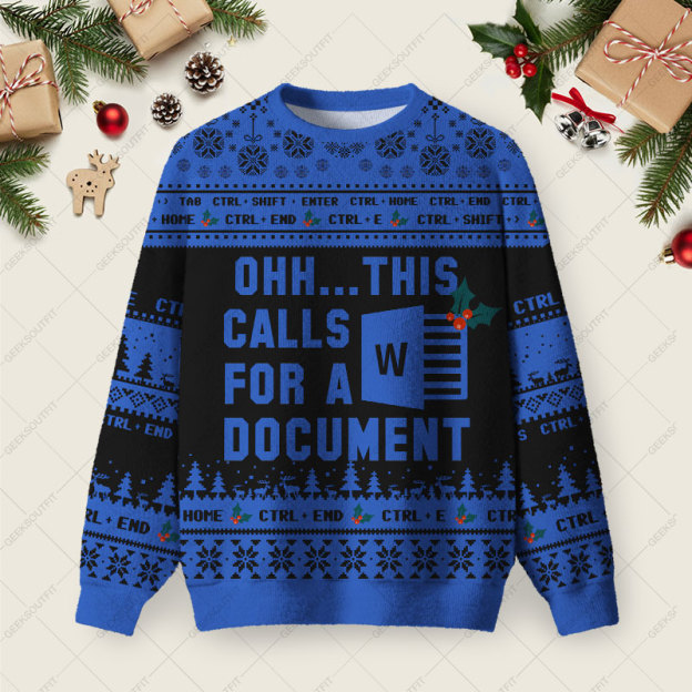 Ohh This Calls for a Document Night Mode Ugly Christmas Fuzzy Fleece Sweatshirt