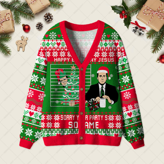 Happy Birthday Jesus Geek Ugly Cardigan Sweaters 