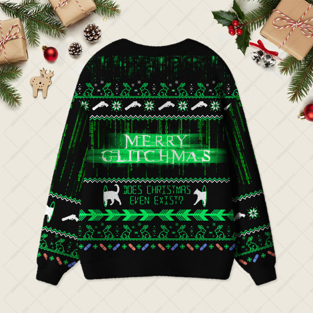 The Matrix Black Green Geek Ugly Cardigan Sweaters 