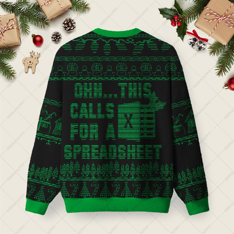Ascii-Spreadsheet Ugly Christmas Fuzzy Fleece Sweatshirt