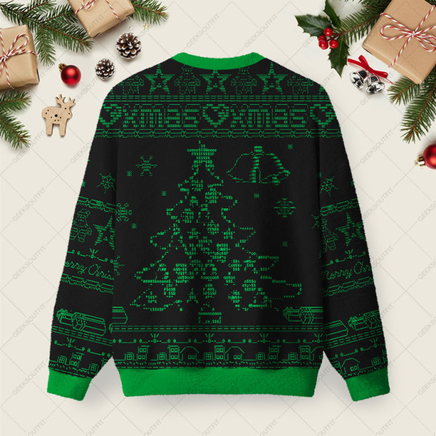 Ascii Tree Ugly Christmas Fuzzy Fleece Sweatshirt